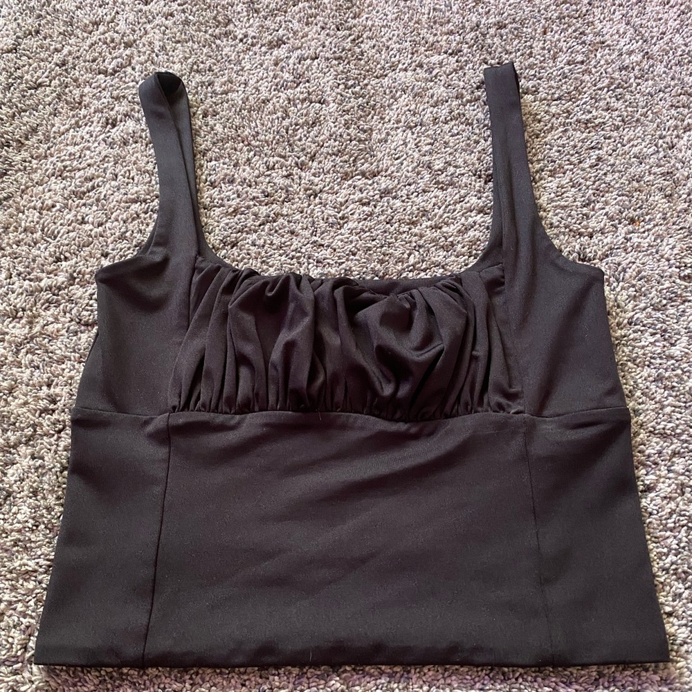 Black Ruched Crop Top